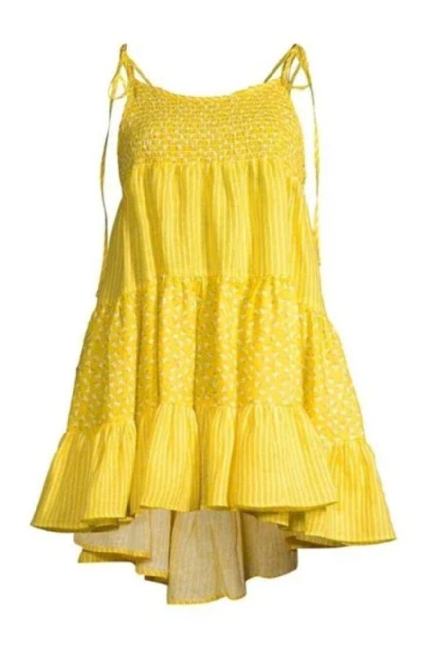 Solid & Striped The Parker Dress in Ditsy Floral Yellow Womens Medium